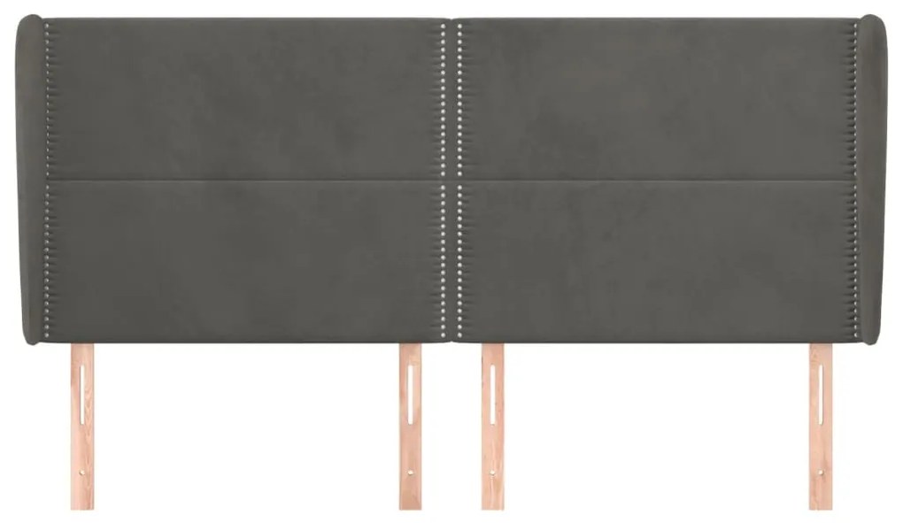 Κεφαλάρι με Πτερύγια Σκούρο Γκρι 163x23x118/128 εκ. Βελούδινο 3117871
