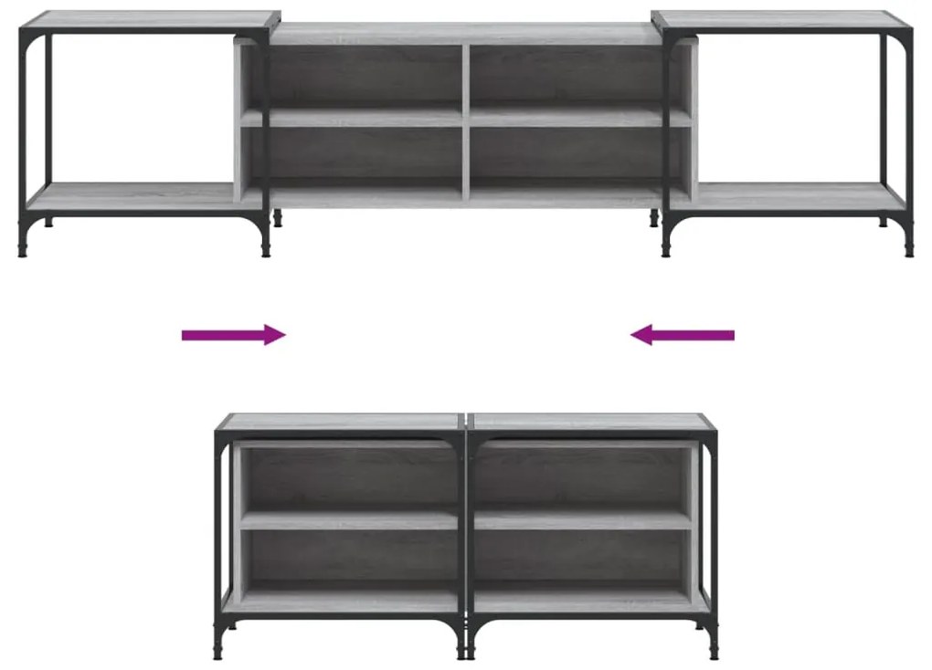 vidaXL Έπιπλο Τηλεόρασης Γκρι Sonoma 203 x 37 x 50 εκ. Επεξεργ. Ξύλο