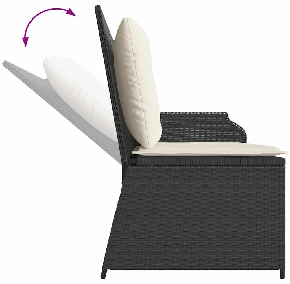 vidaXL Παγκάκι κήπου με μαξιλάρι Μαύρο και Κρεμ Λευκό συνθετικό ρατάν