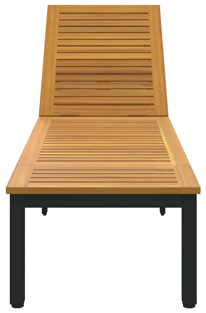 vidaXL Μαύρη Ξαπλώστρα, Διαστάσεις 200x55x35 εκ, Από Στερεό Ξύλο Ακακίας.