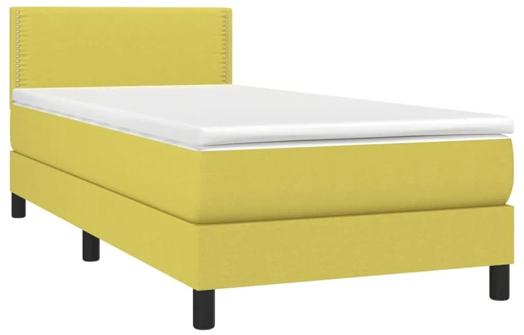 Κρεβάτι Boxspring με Στρώμα Πράσινο 100 x 200 εκ. Υφασμάτινο - Πράσινο