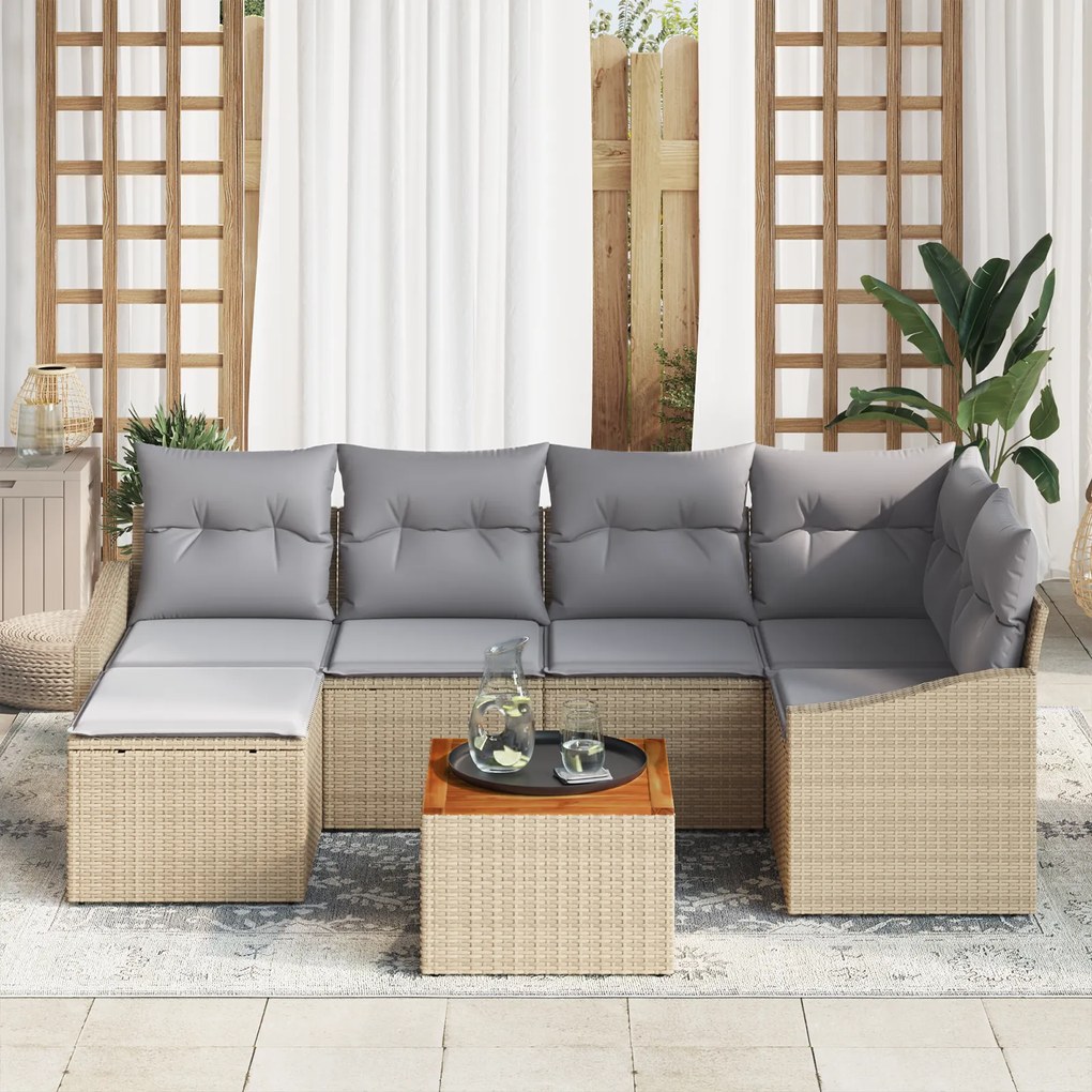 vidaXL Σετ Κήπου 7 pcs Beige, ανοιχτό γκρι 55 x 55 x 37 εκ
