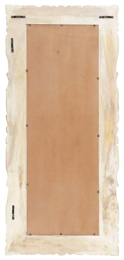 Καθρέφτης Λευκός 110 x 50 εκ. από Μασίφ Ξύλο Μάνγκο - Λευκό