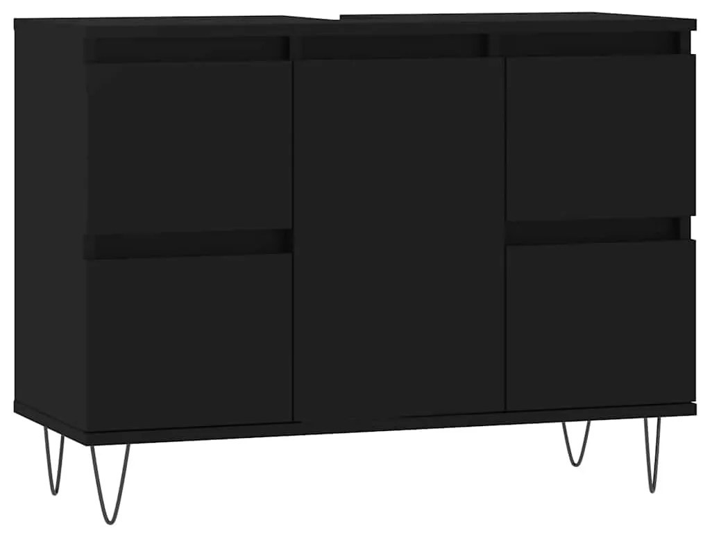 vidaXL Ντουλάπι Μπάνιου Μαύρο 80 x 33 x 60 εκ. από Επεξεργασμένο Ξύλο