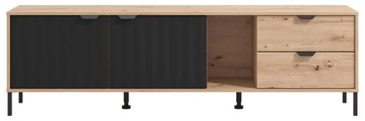 Έπιπλο Τηλεόρασης Vandea 4K2F2V Artisan Oak - Μαύρο Μάτ 183x40x54 εκ. 183x40x54 εκ.