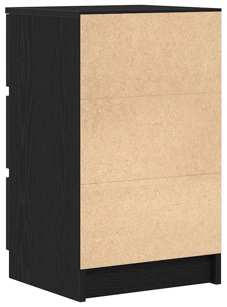 Κομοδίνα με 3 συρτάρια 2 τεμάχια Μαύρο 39x35x65 εκ. - Μαύρο