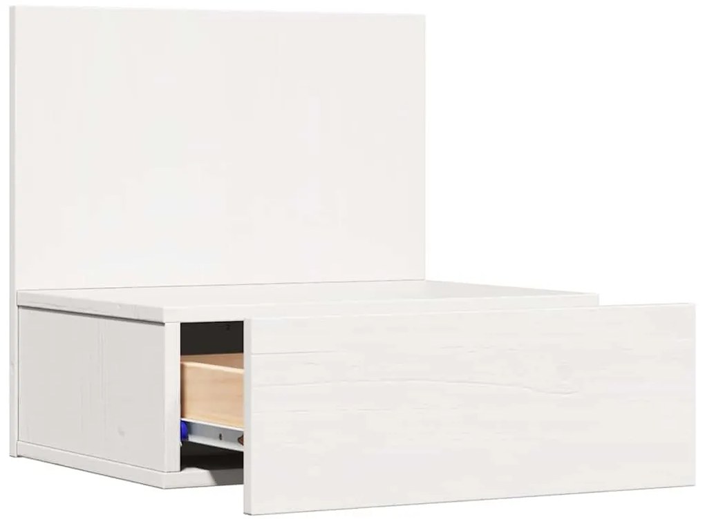 vidaXL Κομοδίνο με συρτάρι Λευκό 42 x 32.5 x 40 εκ Μασίφ ξύλο πεύκου