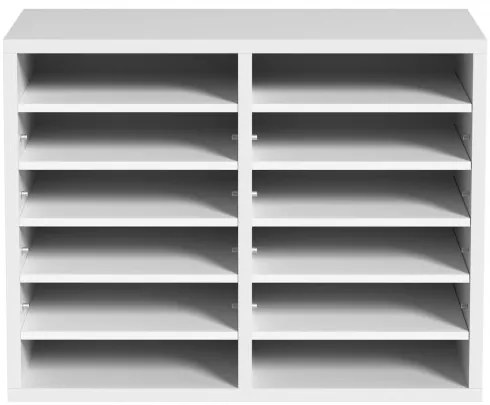 VEVOR Literature Organizers, 12 Compartments Office Mailbox with Adjustable Shelves, Wood Literature Sorter 20.4x12x16.1 inches for Office, Home, Classroom, Mailrooms Organization, EPA Certified White