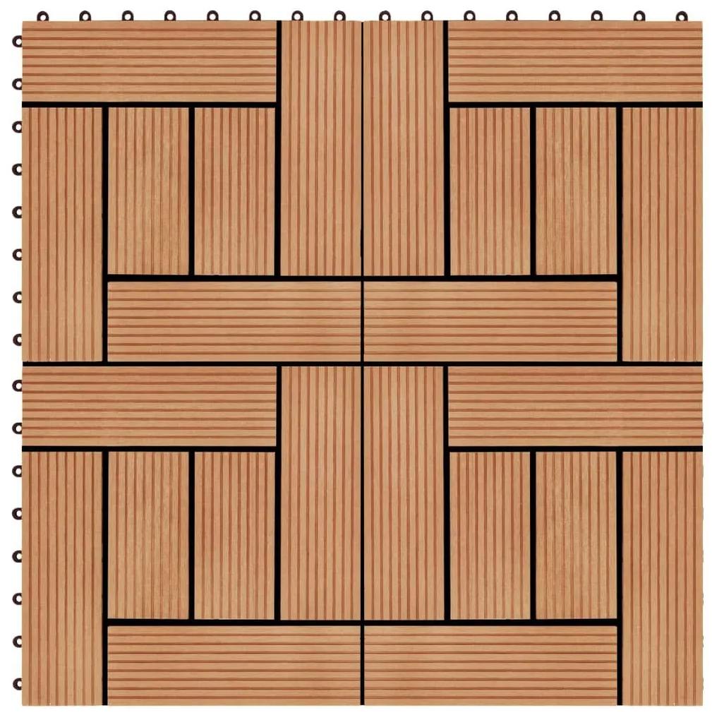 Πλακάκια Deck 11 τεμ. Χρώμα Teak 30 x 30 εκ. 1 μ² από WPC - Καφέ