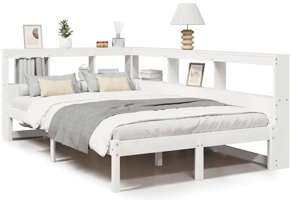 vidaXL Κρεβάτι Βιβλιοθήκη Χωρίς Στρώμα 120x190 εκ Μασίφ Ξύλο Πεύκου