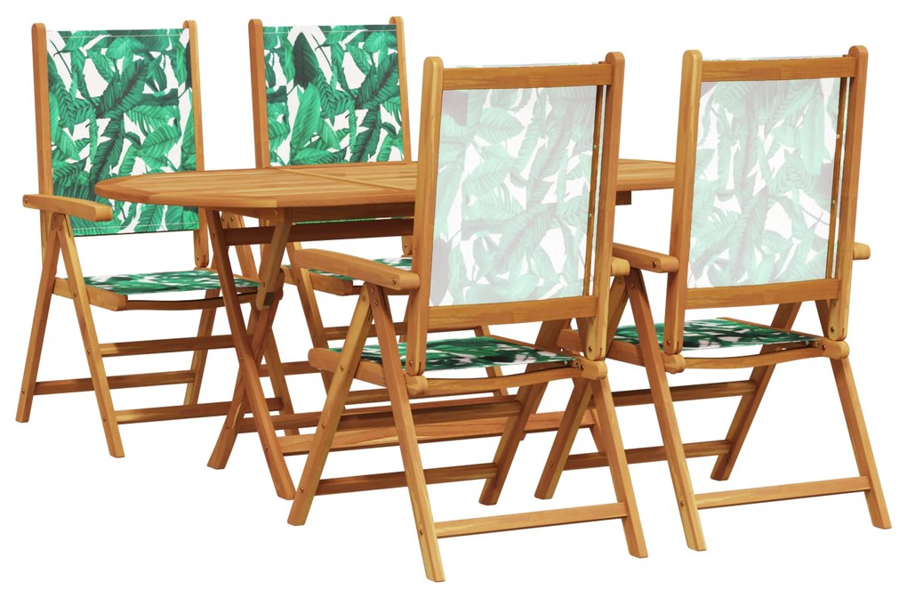 vidaXL Σετ Τραπεζαρίας Κήπου Floral 5 pcs Μοτίβο φύλλων Κανονικός