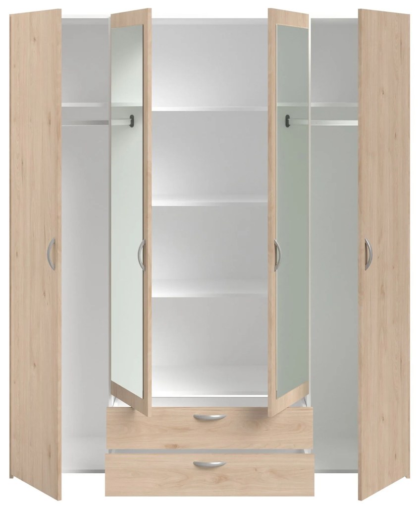 Ντουλάπα Dorm τετράφυλλη με καθρέπτη-Fusiko