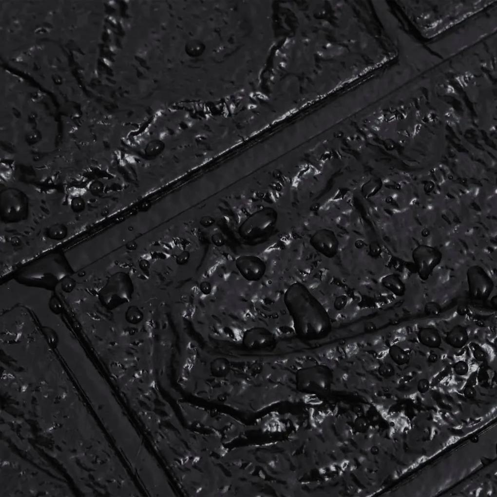 3D Τούβλα Ταπετσαρίας Αυτοκόλλητα Μαύρα 20 τεμ. - Μαύρο