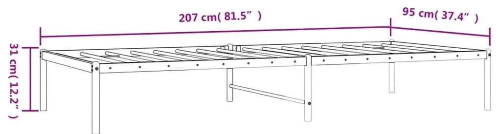 vidaXL Πλαίσιο Κρεβατιού Λευκό 90 x 200 εκ. Μεταλλικό