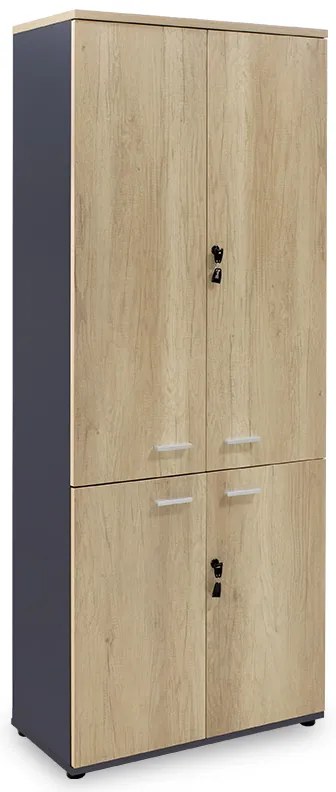 Ντουλάπα γραφείου επαγγελματική Lotus pakoworld χρώμα φυσικό - ανθρακί 80x40,5x200εκ