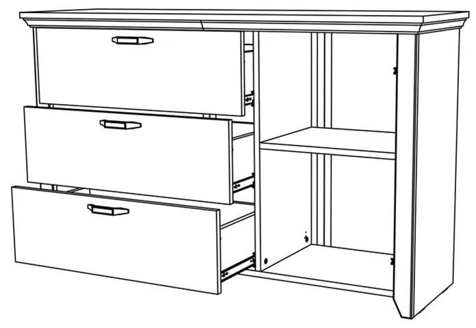 Μπουφές Rustic Λευκό 136.5x41x84 εκ.