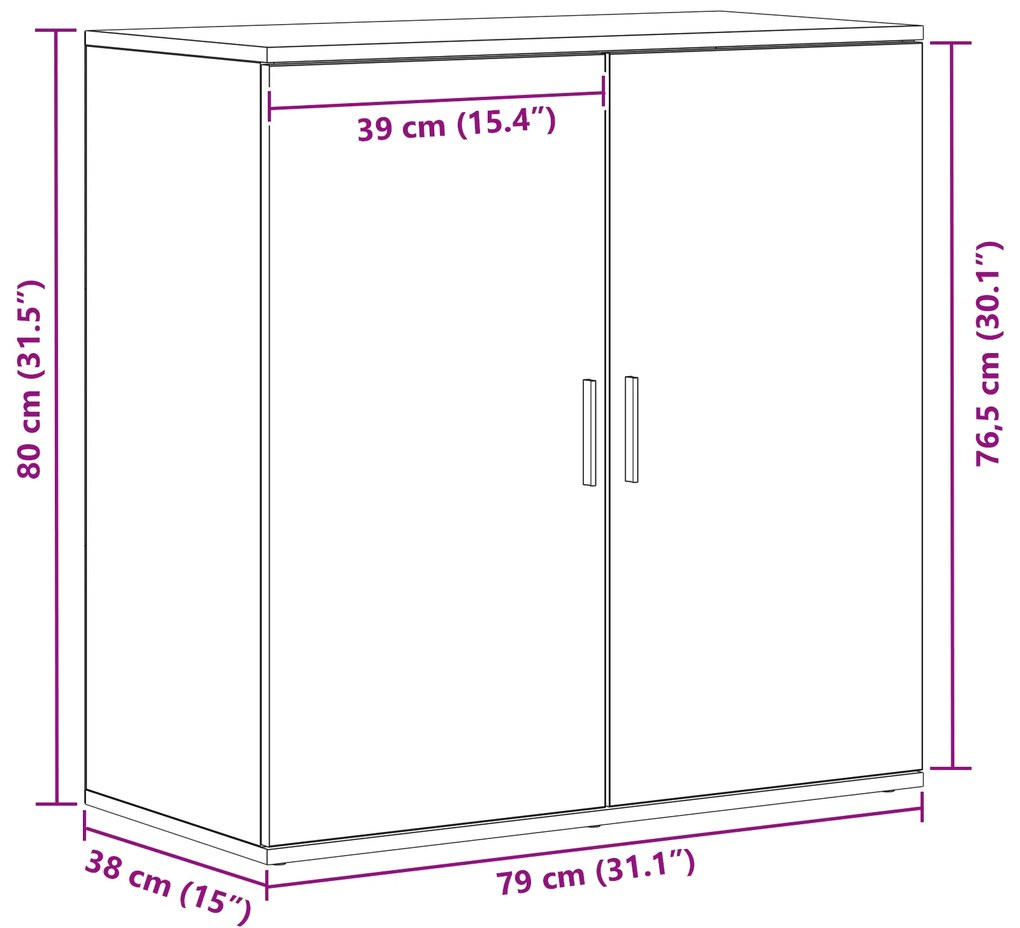 vidaXL Μπουφές Παλιού Ξύλου 79x38x80 εκ. Κατασκευασμένο Ξύλο