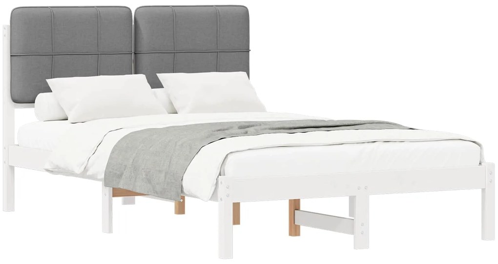 vidaXL Σκελετός Κρεβατιού με Επενδεδυμένο Κεφαλάρι Ανοιχτό γκρι