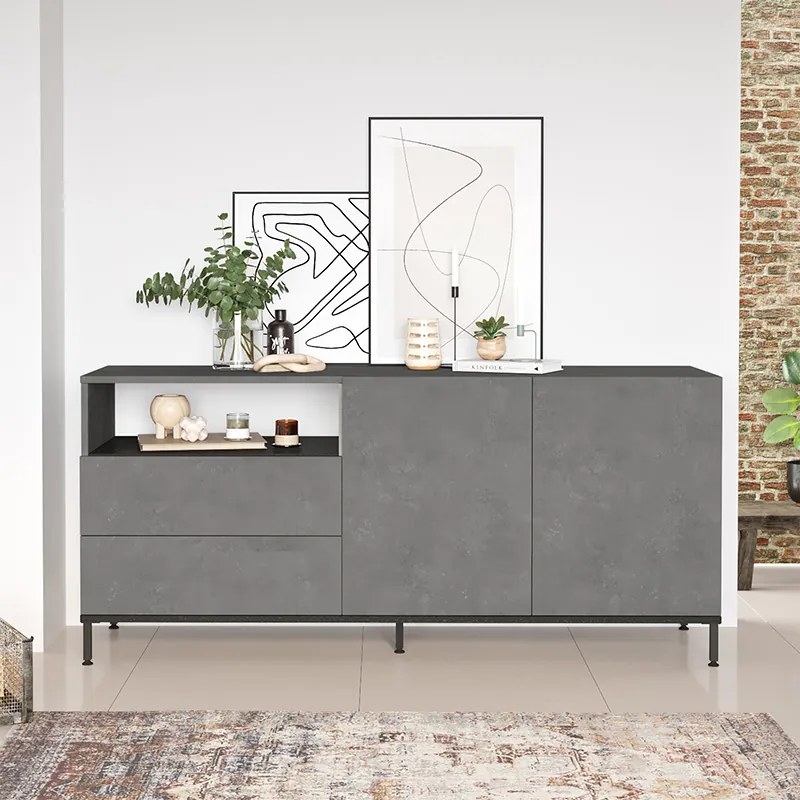 Μπουφές Evaluate pakoworld ανθρακί antique-wenge 170x46.5x75.5εκ (1 τεμάχια)