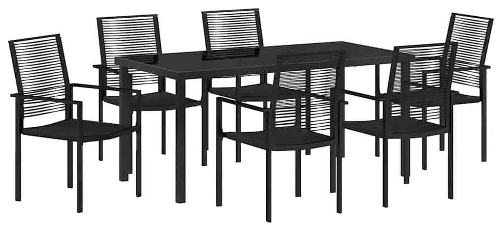 vidaXL Σέτ φαγητού για κήπο 7 pcs Μαύρο Χάλυβας με επίστρωση πούδρας