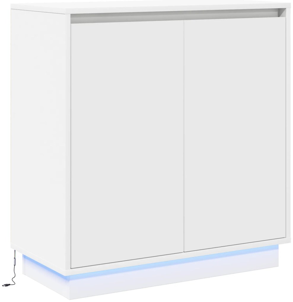 vidaXL LED Κομοδίνο Λευκό - 71x34,5x75 εκ., Φτιαγμένο από Επεξεργασμένο Ξύλο