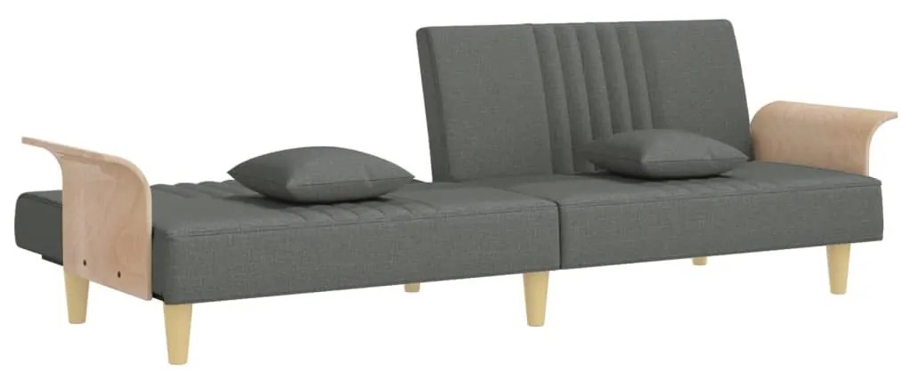 Καναπές Κρεβάτι με Μπράτσα Σκούρο Γκρι Υφασμάτινος - Γκρι