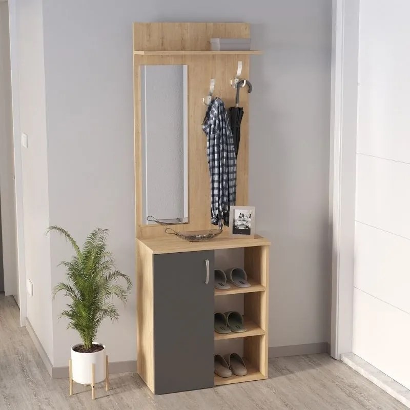 Megapap Έπιπλο Εισόδου Norva Sapphire Oak - Ανθρακί