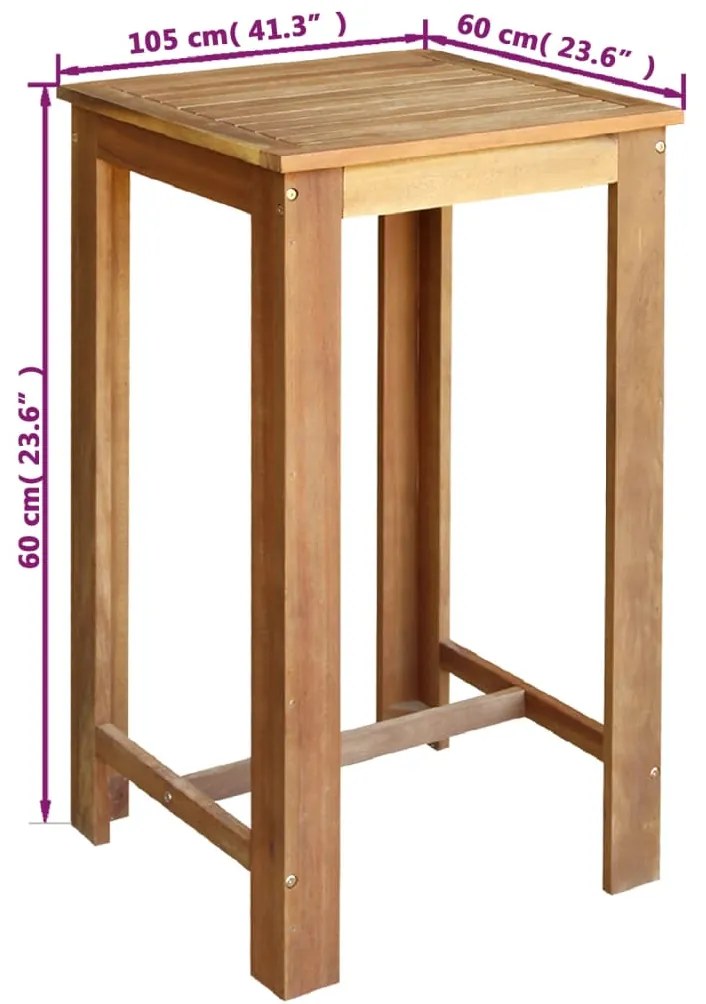 vidaXL Σετ Τραπέζι και Καρέκλες Μπαρ 3 τεμ. από Μασίφ Ξύλο Ακακίας