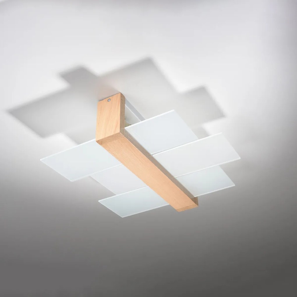 Sollux Φωτιστικό οροφής Feniks 2,ξύλο, γυαλί,2xE27/60w