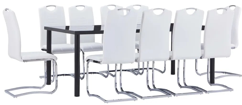 vidaXL Σετ Τραπεζαρίας 11 Τεμαχίων Λευκό από Συνθετικό Δέρμα