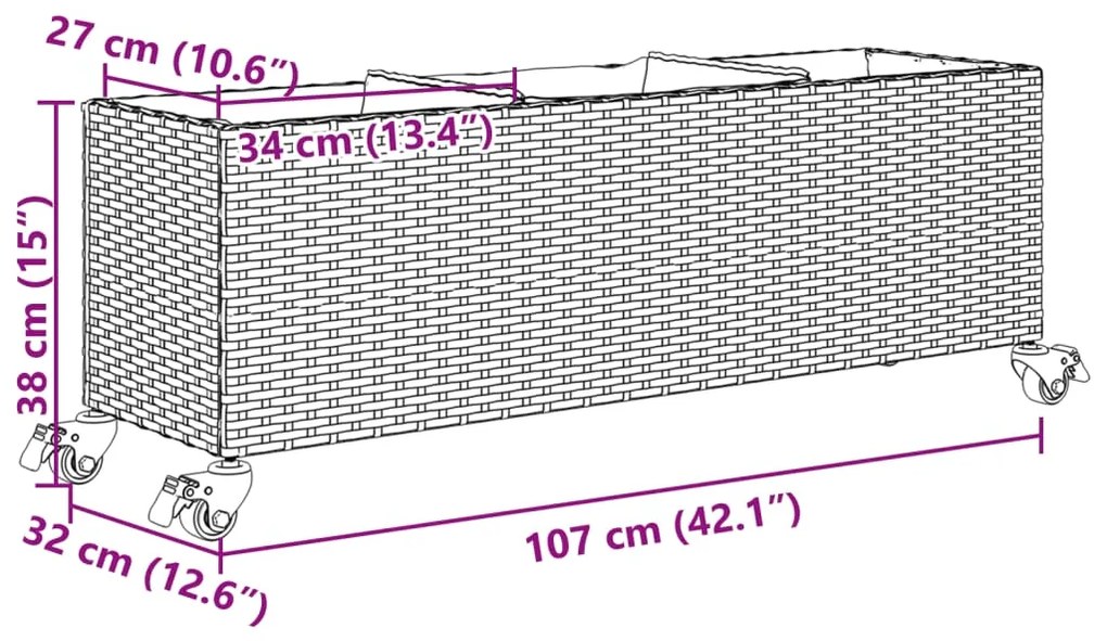 ΖΑΡΝΤΙΝΙΕΡΑ ΚΗΠΟΥ ΡΟΔΕΣ/3 ΓΛΑΣΤΡΕΣ ΜΑΥΡΗ 107X32X38ΕΚ ΣΥΝΘ ΡΑΤΑΝ 366419