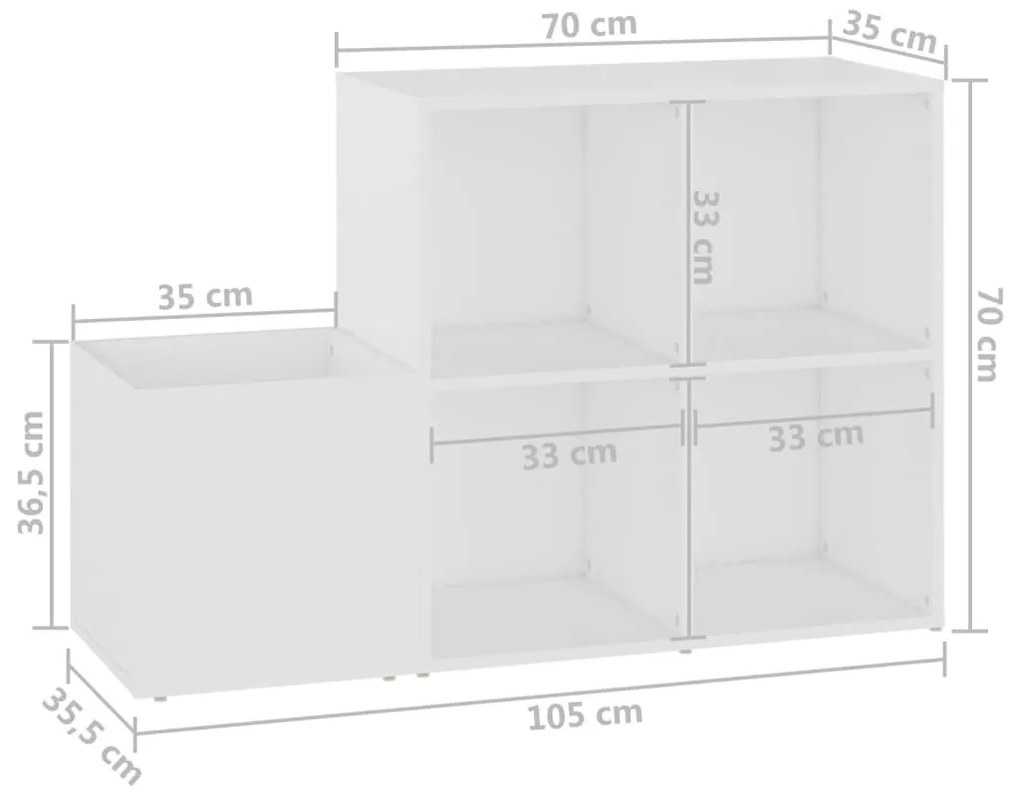 Παπουτσοθήκη Χολ Λευκή 105 x 35,5 x 70 εκ. από Επεξ. Ξύλο - Λευκό