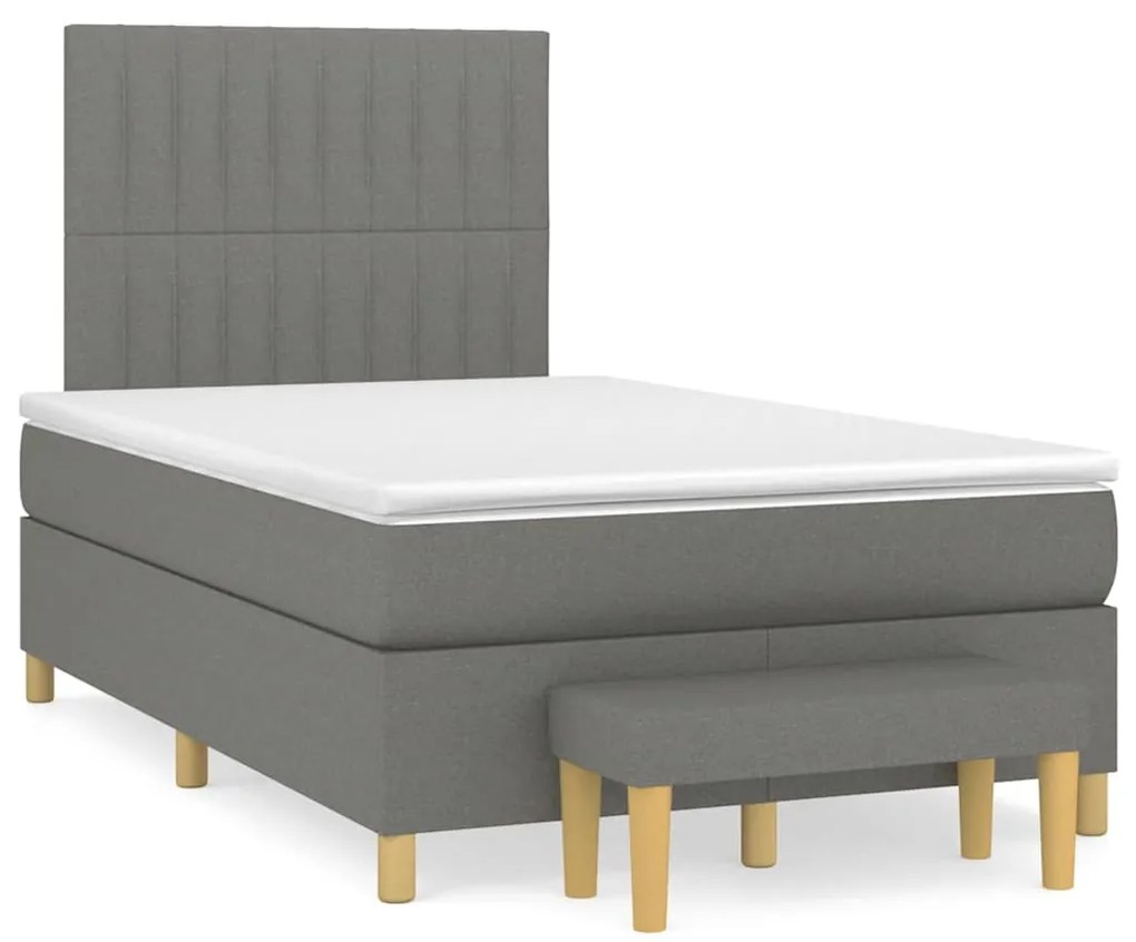vidaXL Κρεβάτι Boxspring με Στρώμα Σκούρο Γκρι 120x190 εκ Υφασμάτινο