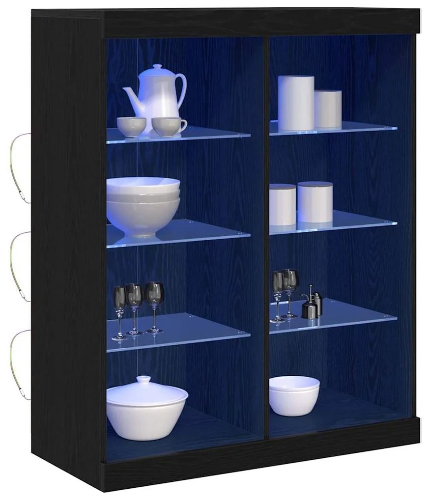 vidaXL Κονσόλα με LED Φώτα Μαύρο Δρυς 41x37x100 εκ