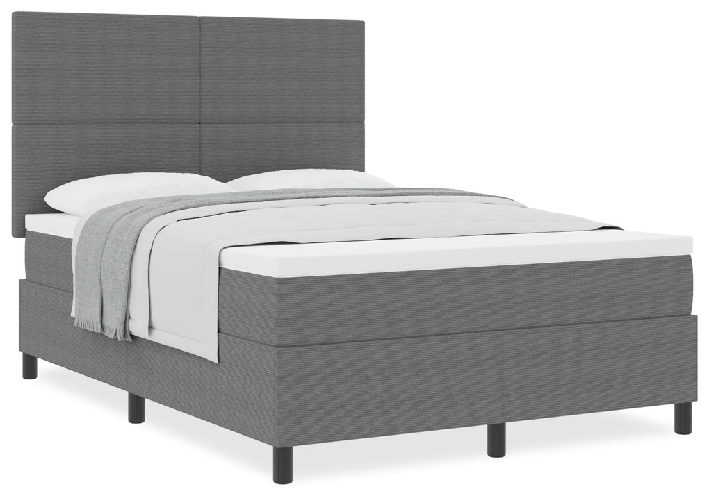 vidaXL Κρεβάτι Box Spring με Στρώμα Γκρι 140x200 εκ. Ύφασμα Καναπέ