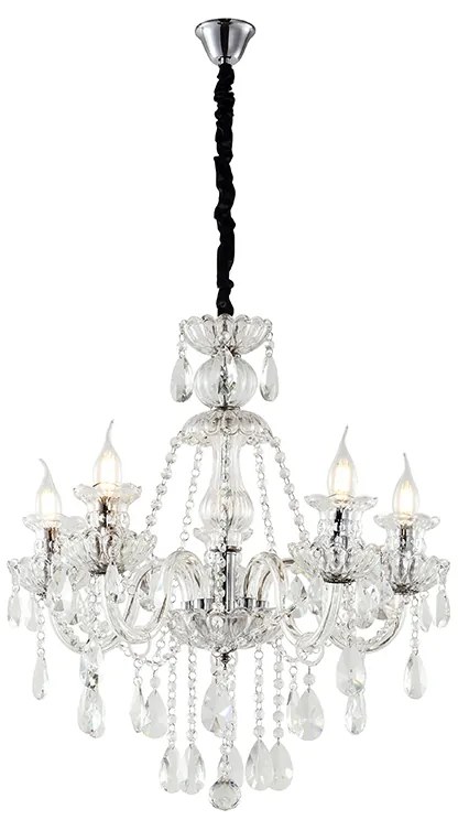 Artekko Chandelier Πολυέλαιος 5φωτος Διάφανο Κρύσταλλο (60x60x60)cm