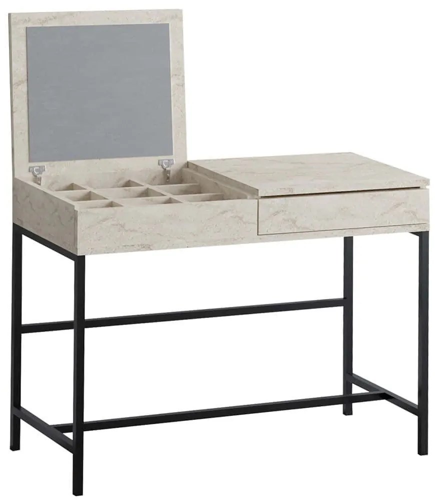 Τουαλέτα Με Καθρέπτη Linda 793ELG4107 100x75x45cm Travertine Beige-Black