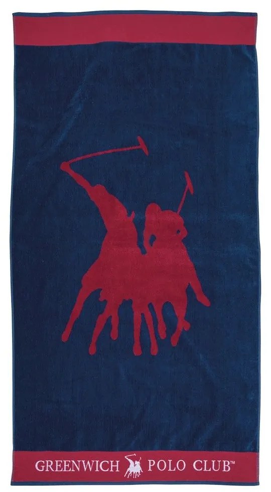 Πετσέτα Θαλάσσης 3853 Blue-Red Greenwich Polo Club Beach 90x170cm 100% Βαμβάκι