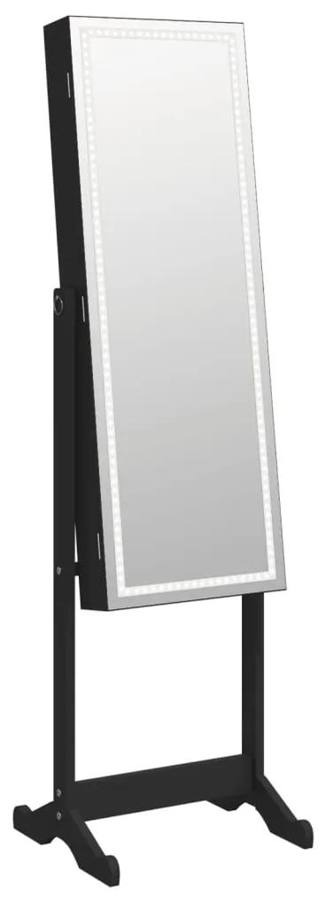 vidaXL Έπιπλο Κοσμημάτων με Καθρέφτη & LED Φώτα Επιδαπέδιο Μαύρο