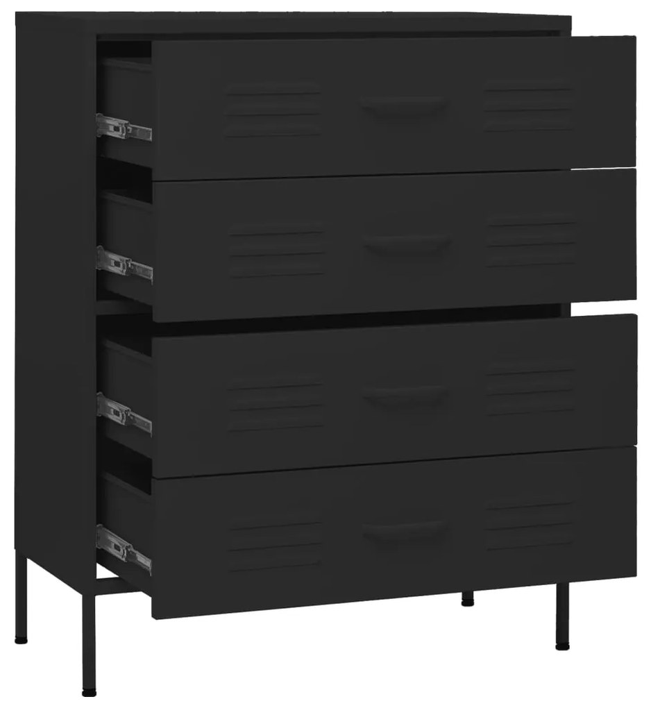 vidaXL Συρταριέρα Μαύρη 80 x 35 x 101,5 εκ. από Ατσάλι