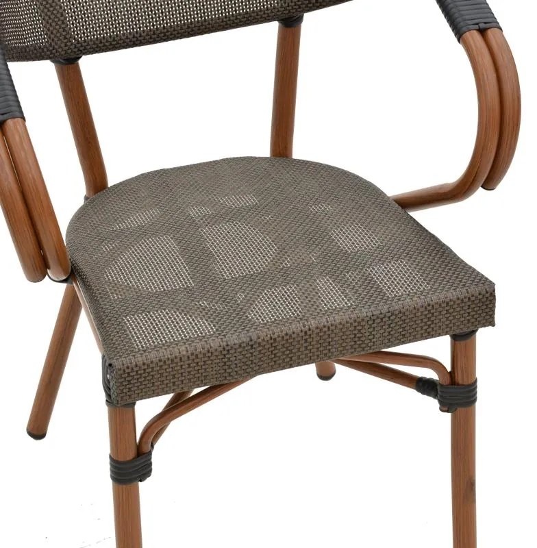 Καρέκλα - Πολυθρόνα Isaia καρυδί αλουμίνιο-textilene μαύρο 57x57x83 εκ. 57x57x83 εκ.