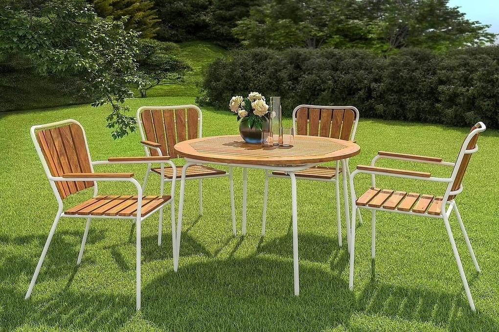 Τραπέζι εξωτερικού χώρου Cortland 167, Φυσικό ξύλο καπλαμά, 71cm, Καφέ, Μέταλλο | Epipla1.gr