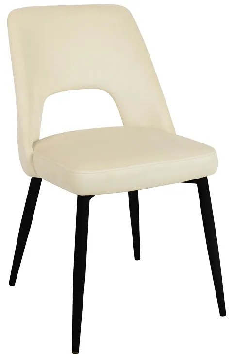 Καρέκλα Murde pakoworld μπεζ βελούδο και μεταλλικά πόδια σε μαύρη απόχρωση 48.5x61x89εκ