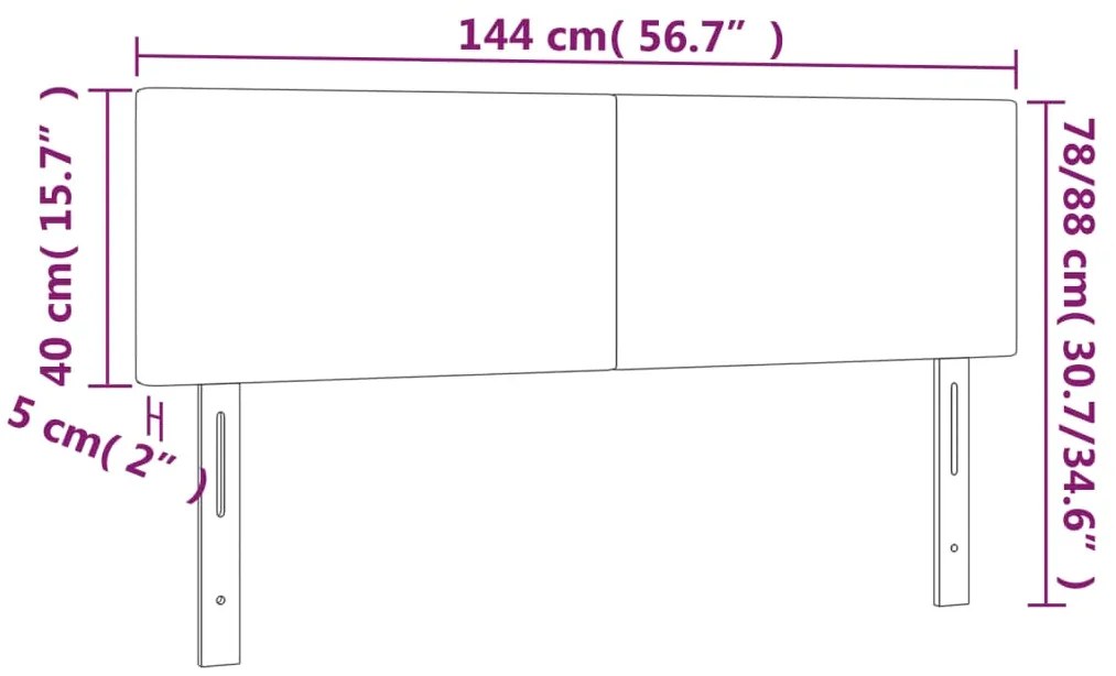 vidaXL Κεφαλάρι Κρεβατιού LED Σκούρο Γκρι 144x5x78/88 εκ. Βελούδινο