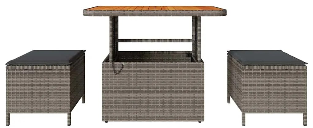 vidaXL Σέτ φαγητού για κήπο Γκρι συνθετικό ρατάν