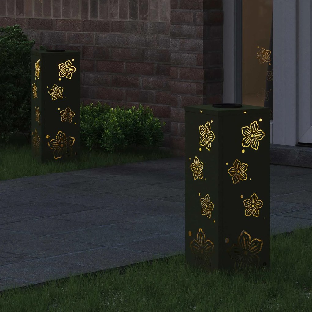 vidaXL Ηλιακό LED Φως Δρόμου με φώτα με μπαταρία 2 pcs Ελιά Πράσινη