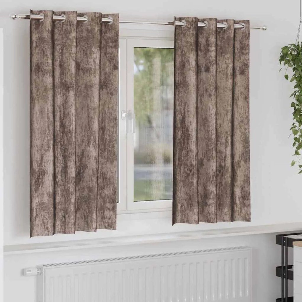vidaXL Κουρτίνα με κουρτίνες 2 pcs Καπουτσίνο 175 x 140 εκ. Βελούδο