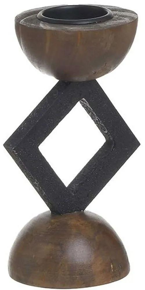 Κηροπήγιο 3-70-874-0138 Φ8x18cm Black-Brown Inart Ξύλο