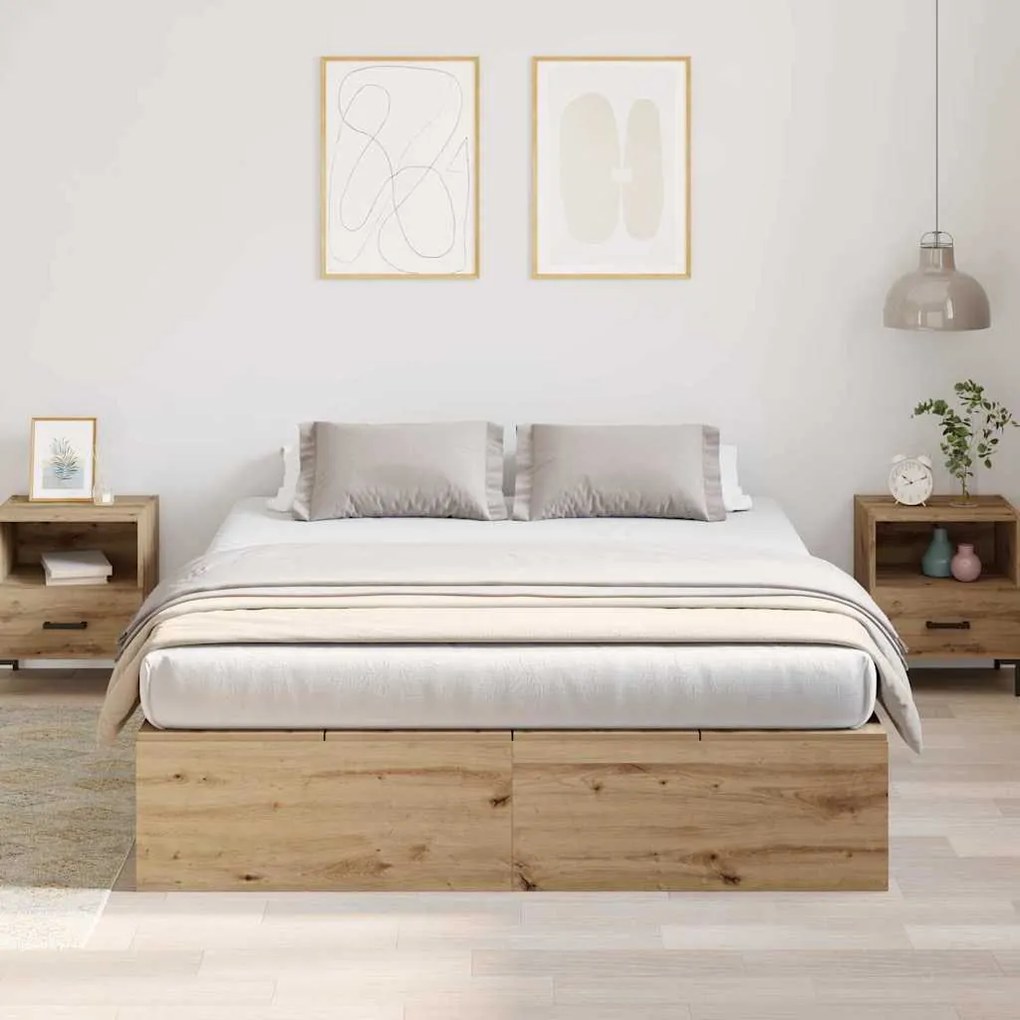 vidaXL Σκελετός Κρεβατιού artisan δρυς 140 x 190 cm Επεξεργασμένο ξύλο