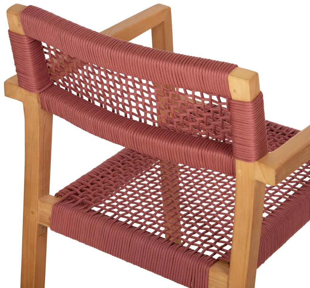 Πολυθρόνα CHARLOTTE Ξύλο Teak Φυσικό και Σχοινί Ρόζ 59x54x83Yεκ. 59x54x83 εκ.